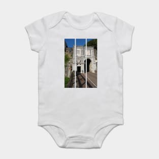 Gorizia, Italy. The castle. It stands between the walls of the ancient village, what medieval sources cite as Upper Land. Friuli Venezia Giulia. Sunny spring afternoon day (vertical) Baby Bodysuit